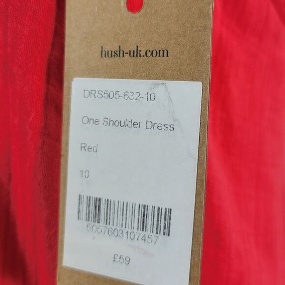 NWT Hush One Shoulder Dress Cotton Red UK 10 = US 6 - Picture 4 of 9